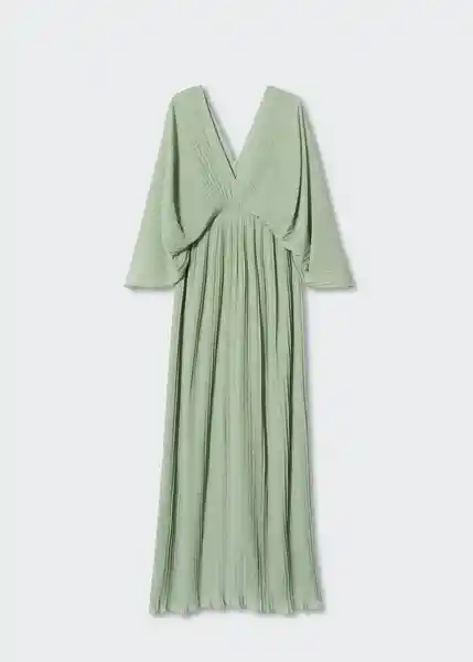 Vestido Plisi-A Verde Pastel Talla M Mujer Mango