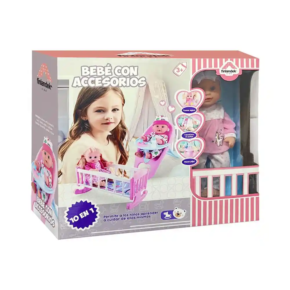 Set de Muñeca Con Cuna y Accesorios Finlandek Kids