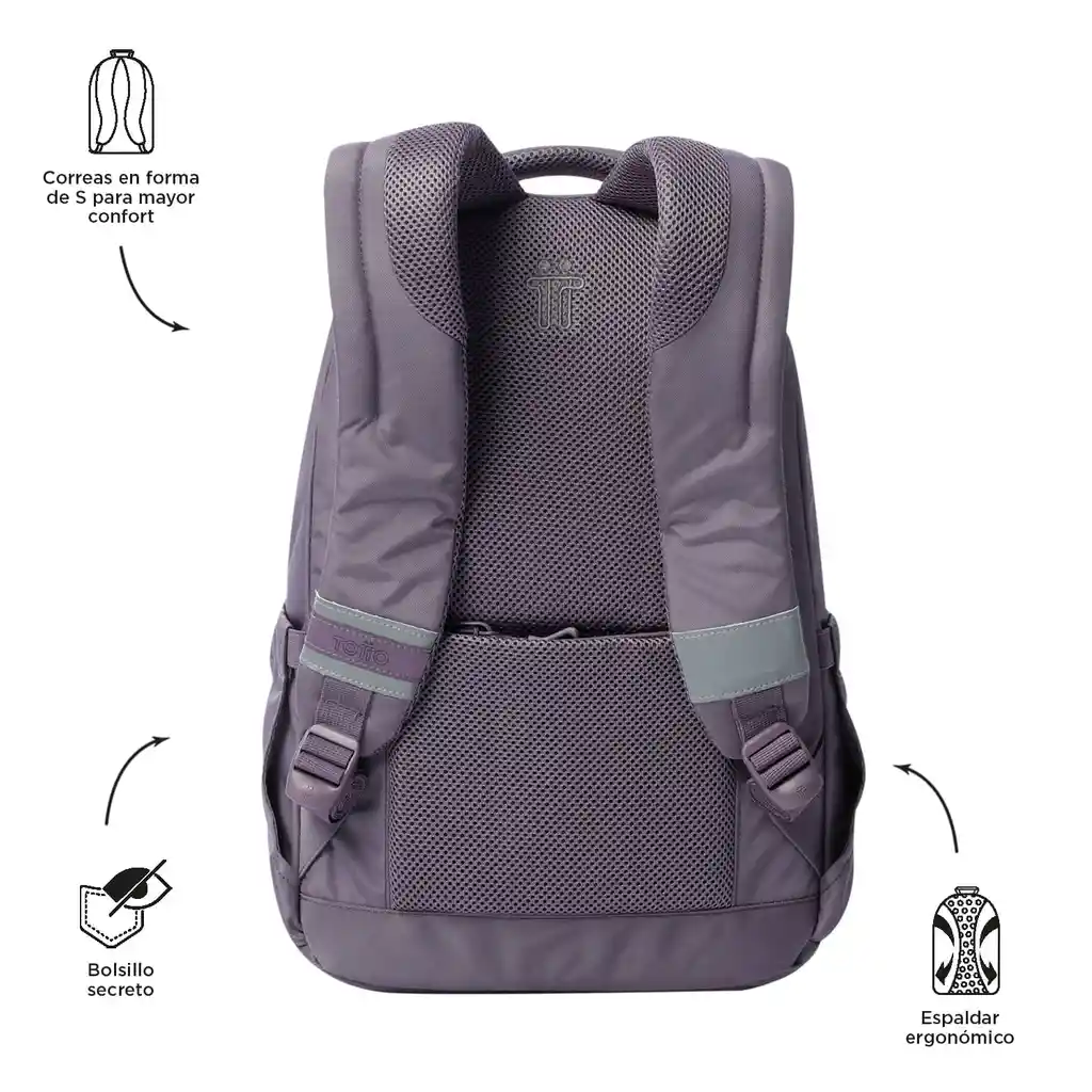 Morral Universitario Porta Pc 14" Misisipi Morado Mujer