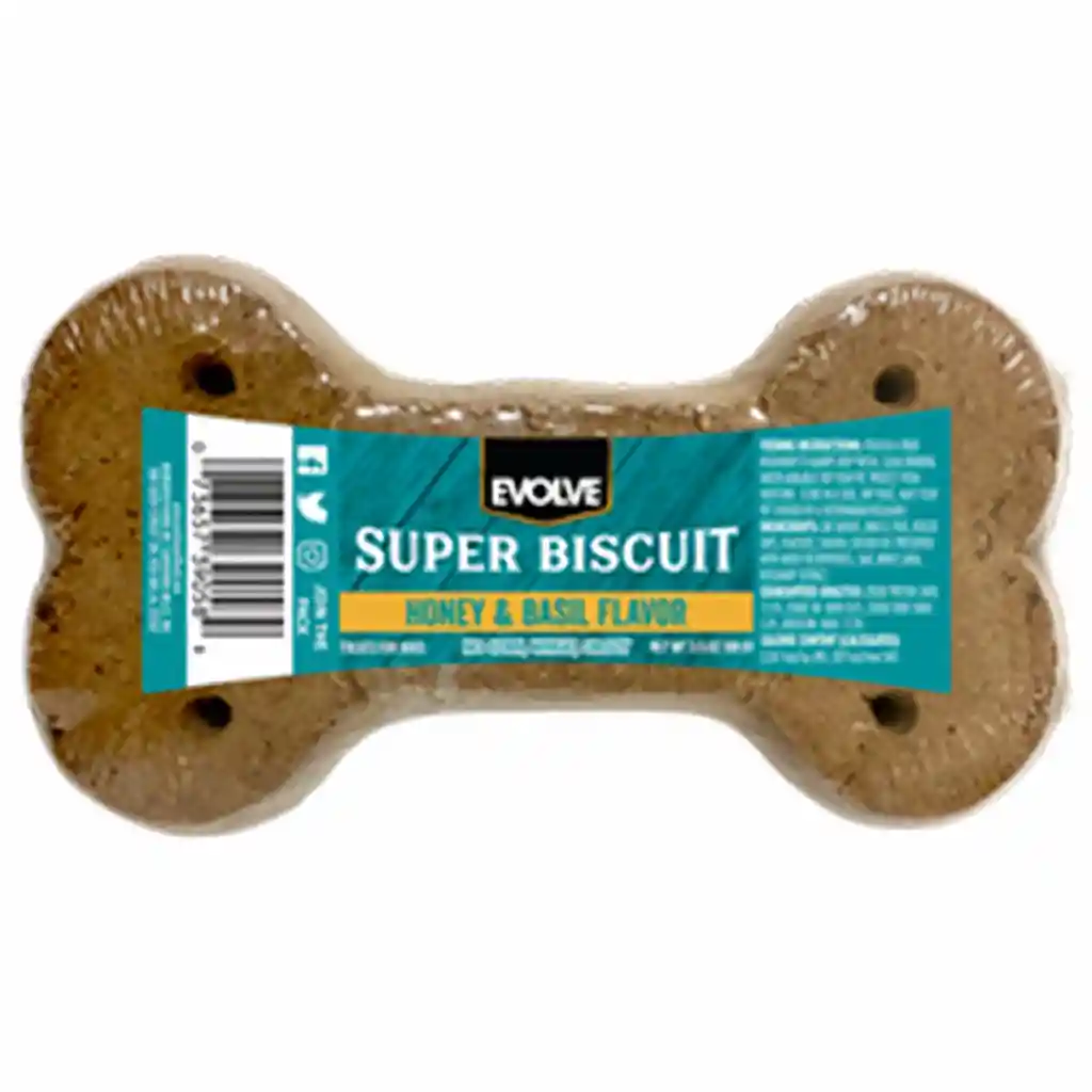 Evolve Snack Para Perros Classic Super Biscuit Hueso Miel y Albahaca 99 g