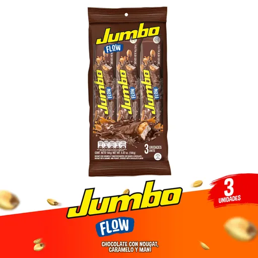 Jumbo Flow Barra de Chocolate con Caramelo Nougat y Maní