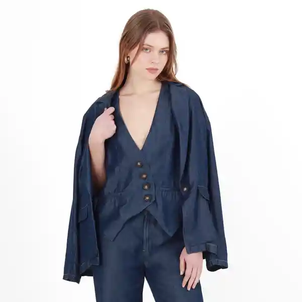 Chaqueta Tipo Denim Azul Talla S 547192