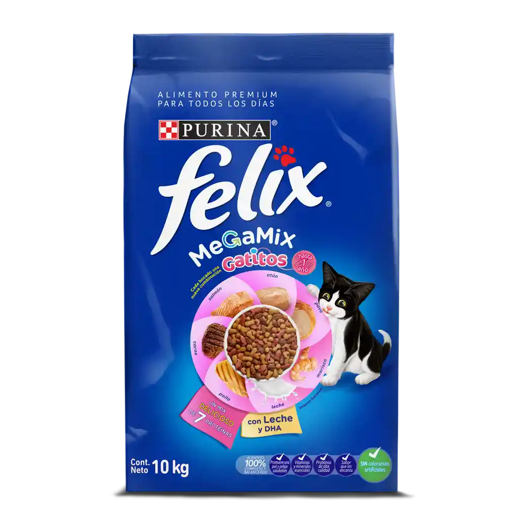 Comida para Gatitos Purina Felix Megamix x 10kg