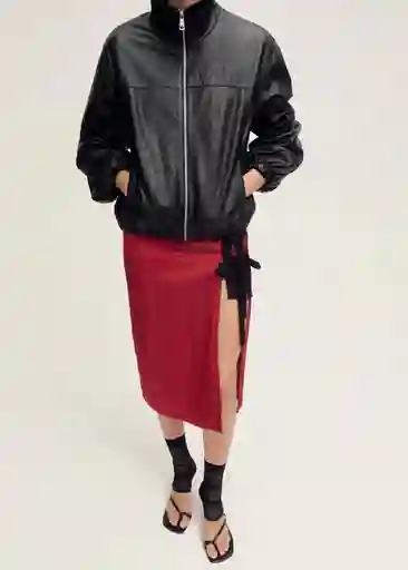 Falda Anemona Rojo Talla 38 Mujer Mango