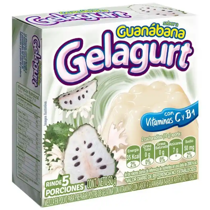 Gelagurt Gelatina en Polvo Sabor a Guanábana 