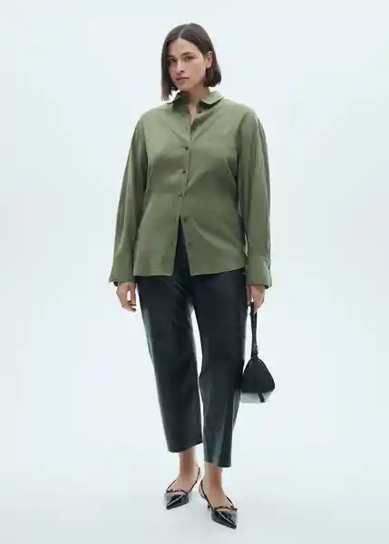 Camisa Aurelia Khaki Talla XL Mujer Mango