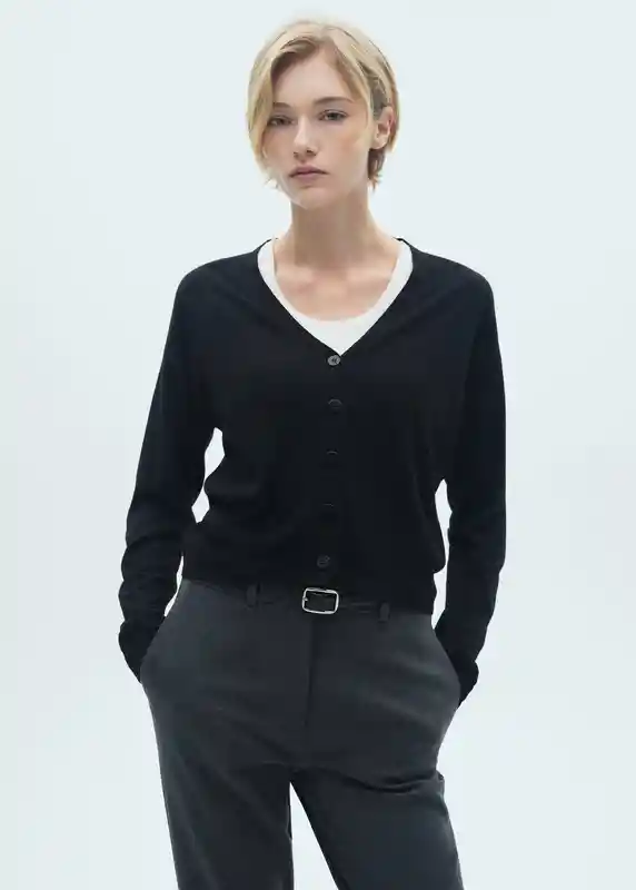 Cardigan Lucca Negro Talla L Mujer Mango