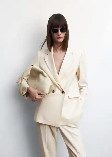 Blazer Americana Tempo Nude Talla L Mujer Mango