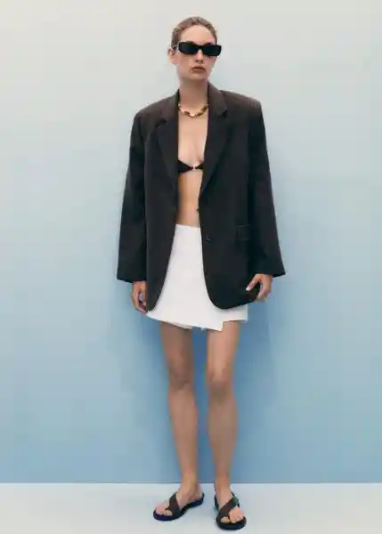 Short Skort Blanco Talla L Mujer Mango