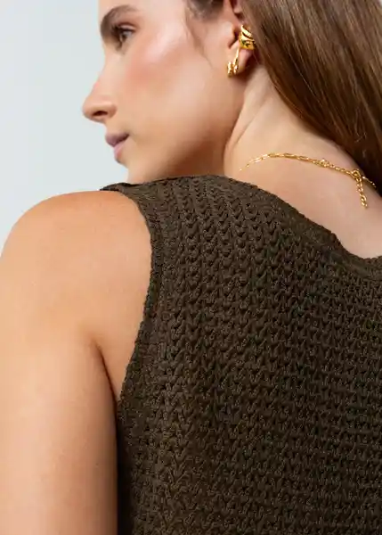 Chaleco Tejido Mujer Verde Olivo Ultra Oscuro Talla S 482G009 Naf Naf