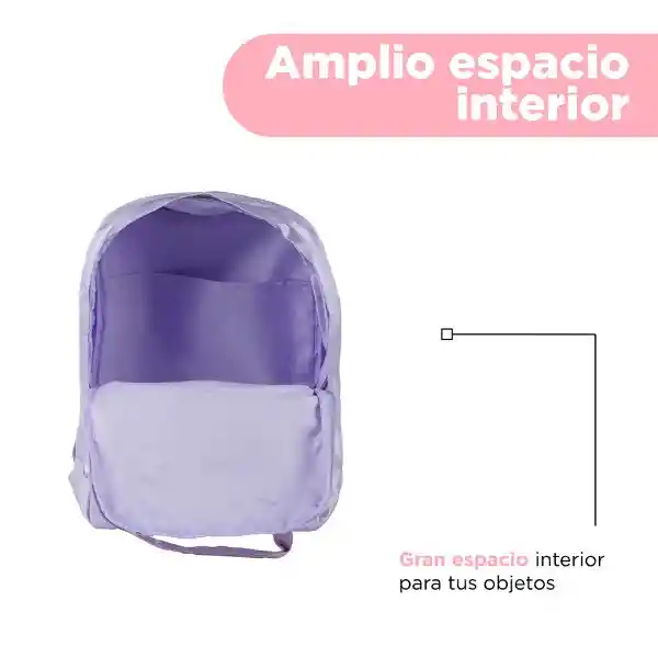Maleta Escolar Rectangular Con Asa Lila Serie Miniso