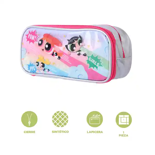 Cartuchera Purpurina Plateada Las Chicas Superpoderosas Miniso