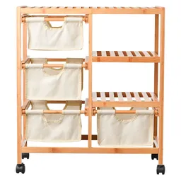 Cotidiana Carro Organizador 4 Cajones Bambú/Tela