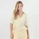 Blusa Cuello V Manga 3/4 Blanco Talla M 696128