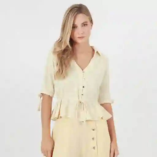 Blusa Cuello V Manga 3/4 Blanco Talla M 696128