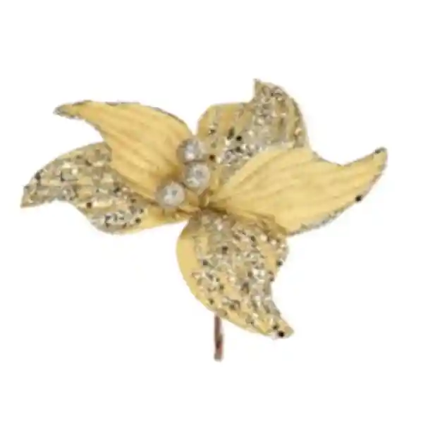 Flor Navideña Escarchada Dorada Es2409B-049 Finlandek