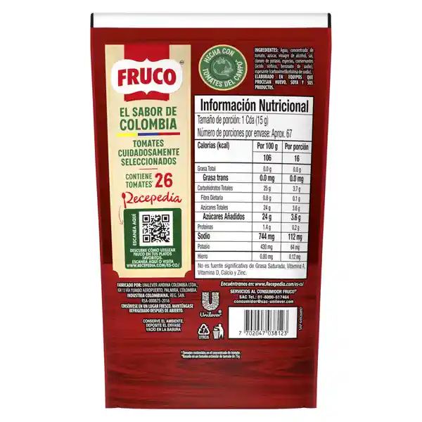 Salsa de Tomate Fruco Doypack 1000 g