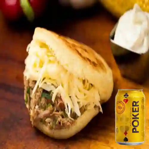 Combo Arepa Mixta + Cerveza Poker Lta 330ml