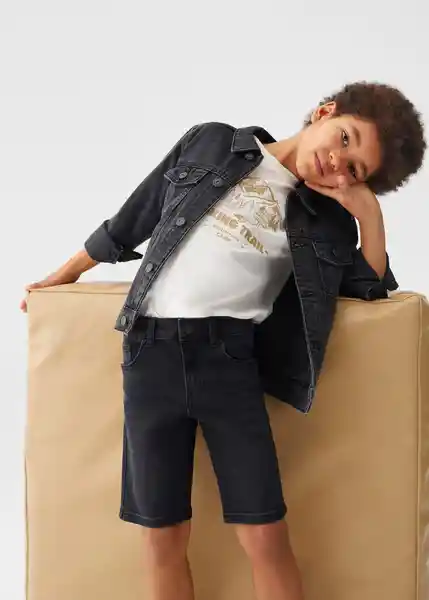 Bermuda John Tejano Negro Talla 06 Niños Mango