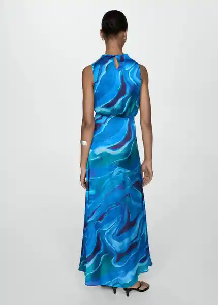 Vestido Marble-a Azul Talla L Mujer Mango