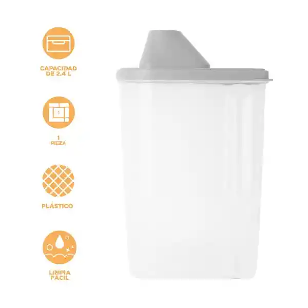 Contenedor Almacenamiento Multigrano Gris 2400 mL Serie Miniso