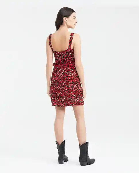 Vestido Corto Animal Print Wrap Rojo Salsa Oscuro XL Chevignon