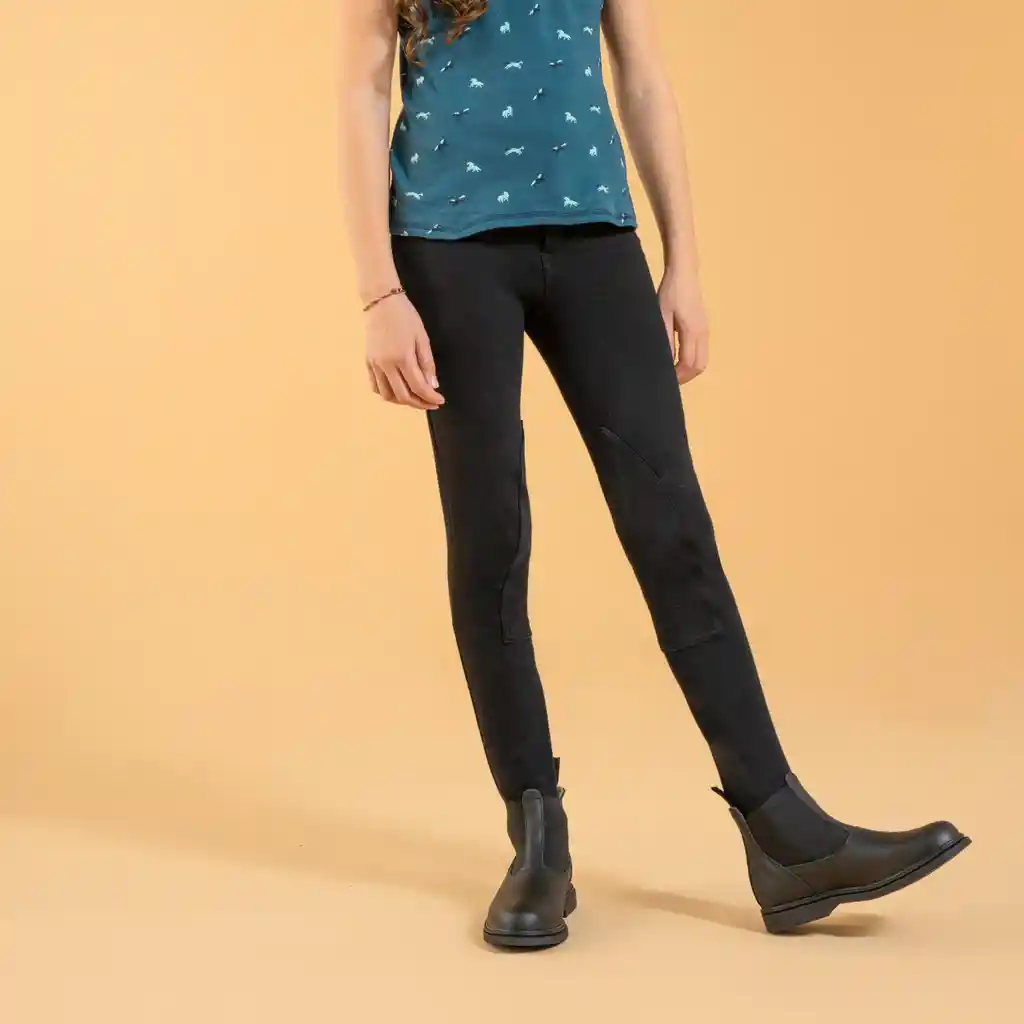 Pantalón Equitación 100 Niños De 8 Años Negro