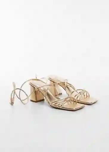 Sandalias Quad Oro Talla 38 Mujer Mango