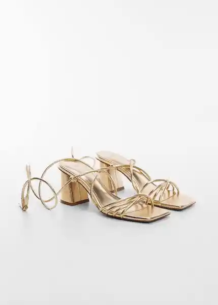 Sandalias Quad Oro Talla 38 Mujer Mango