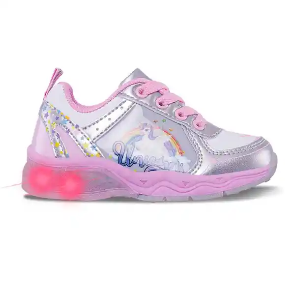 Los Gomosos Tenis Con Luces Orelli Niña do Rosa Blanco Talla 23