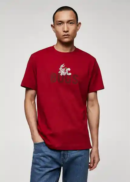 Camiseta Rabbit 2-H Rojo Talla M Hombre Mango