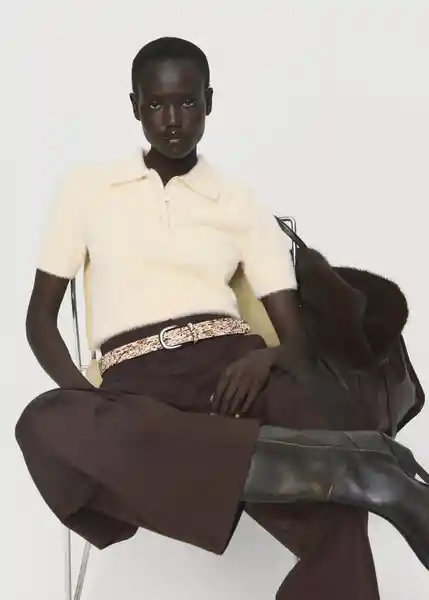 Saco Jersey Pelipol Crudo Talla L Mujer Mango