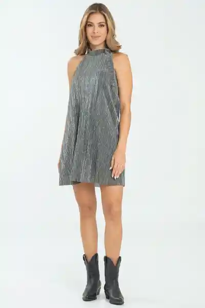 Vestido Corto Moon Color Plateado Talla L Ragged