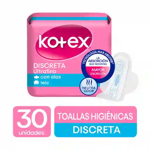 Kotex Tollas Higiénicas Discreta Ultrafina con Alas