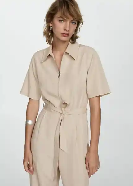 Enterizo Delia Beige Talla S Mujer Mango