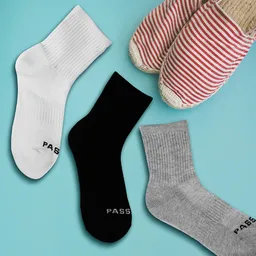 Calcetín Deportivo Resistente Color Negro Blanco y Gris Miniso