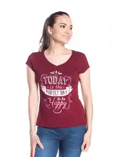 Camiseta Cuello V Mujer Vinotinto Talla S People