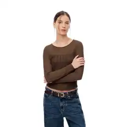 Camisa Tejida Manga Larga Cuello Redondo Femenino Lidiz Gef Talla S