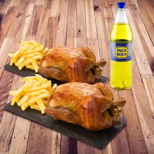 2 Pollos Enteros Papas + 2 Inca Kola 1lt