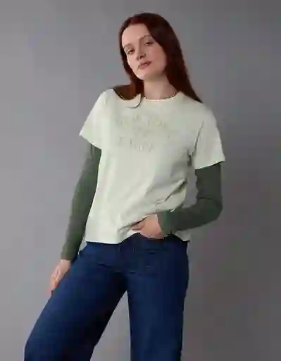 Camiseta Mujer Verde Talla SMALL 9931313 American Eagle