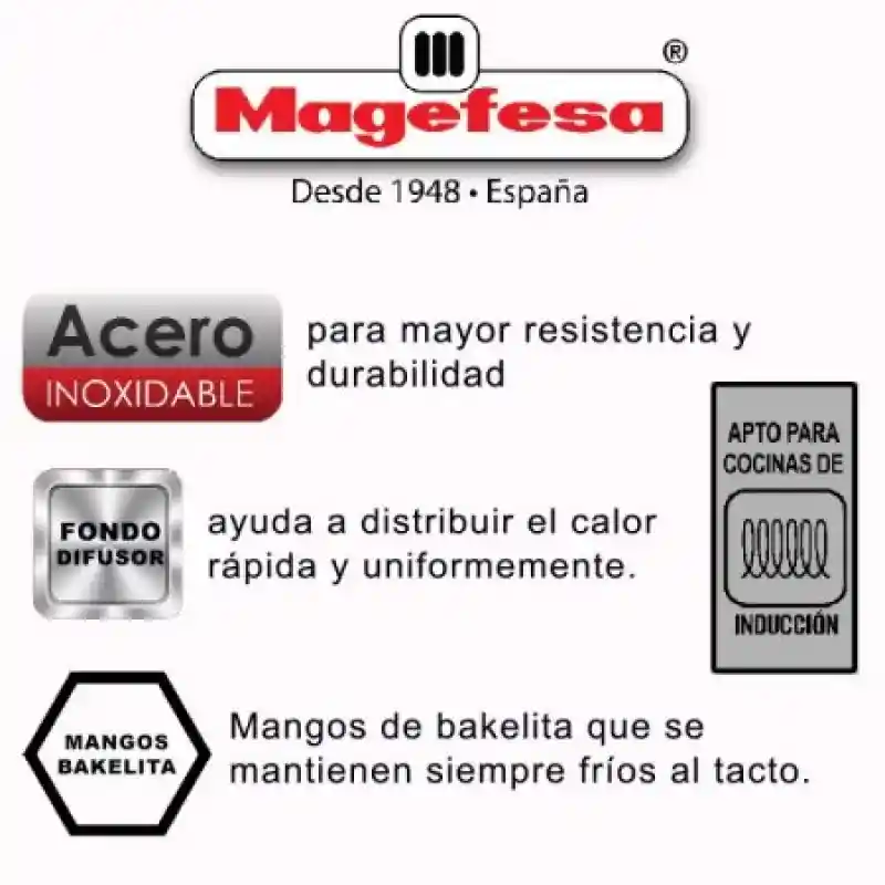 Mageflón Juego de Ollas Batería Practix Acero Inoxidable