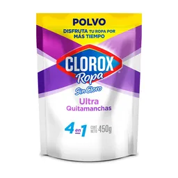 Quitamanchas Sin Cloro Clorox Ropa 4 en 1 Blanca en Polvo 450 g