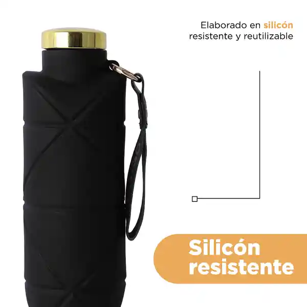 Botella Plástico Silicona Portátil de Silver Grey Negro Miniso