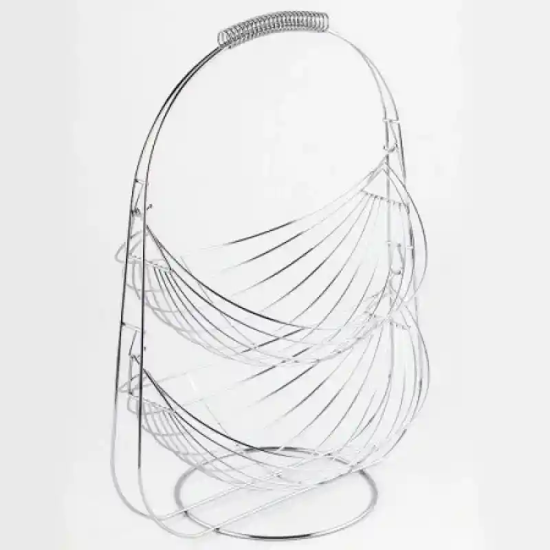 Frutero de 2 Niveles de 45  cm en Acero Inoxidable. Color Plata. Sku 199629