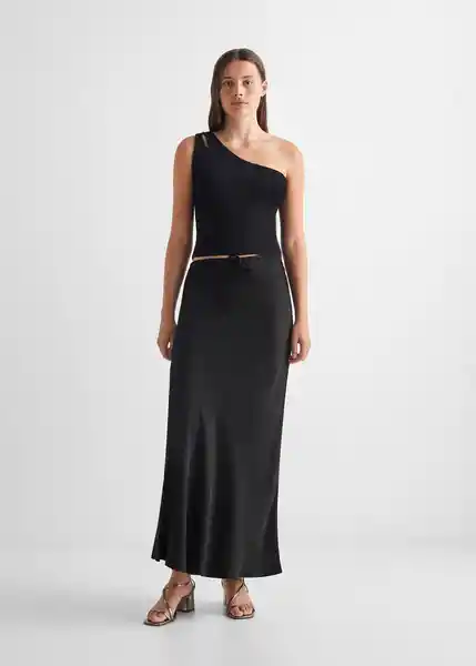 Falda Satin Negro Talla 18 Teen Niñas Mango