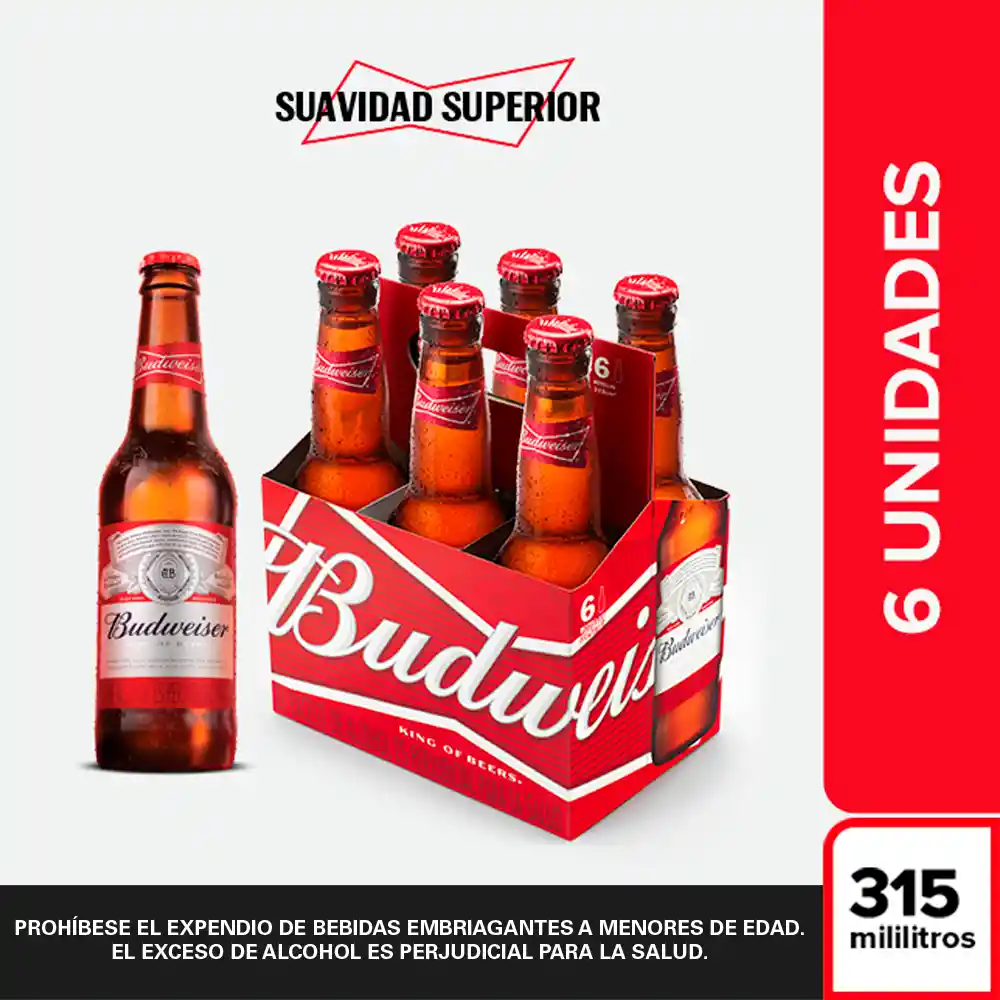 Budweiser Pack Cerveza 315 mL x 6 Und