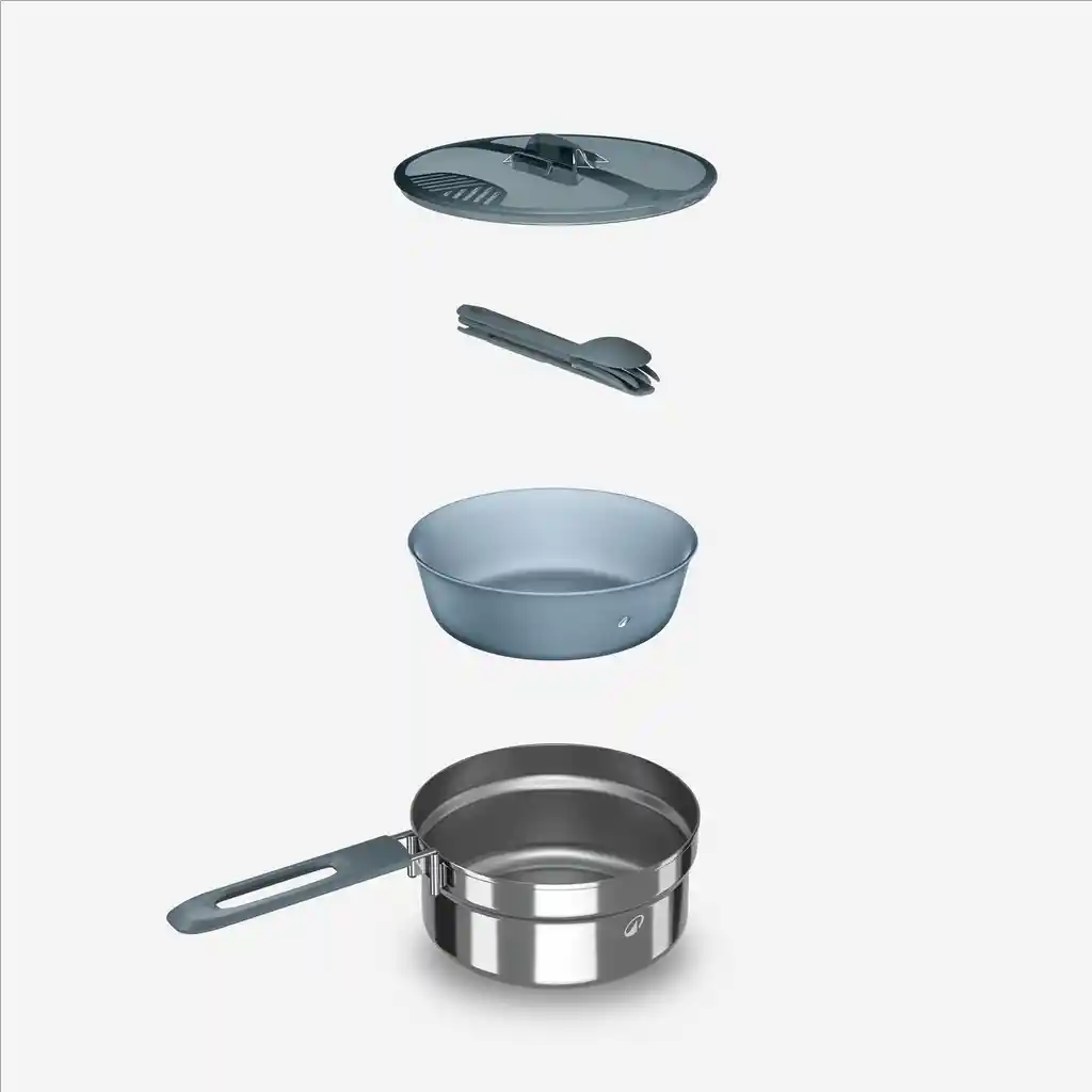 Kit de Cocina Senderismo de Acero Inoxidable Quechua 6 Elementos - Plata