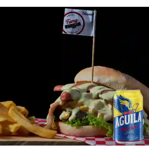 Combo Ranchera Burger + Papas Francesas + Aguila Orig Lata 330ml
