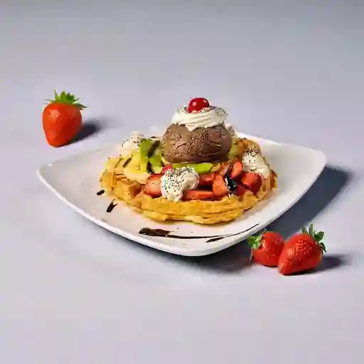 Waffle con Helado