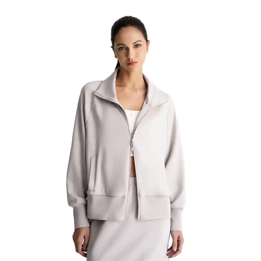 Buzo Manga Larga Cuello Alto Femenino Belly Comfy Punto Blanco